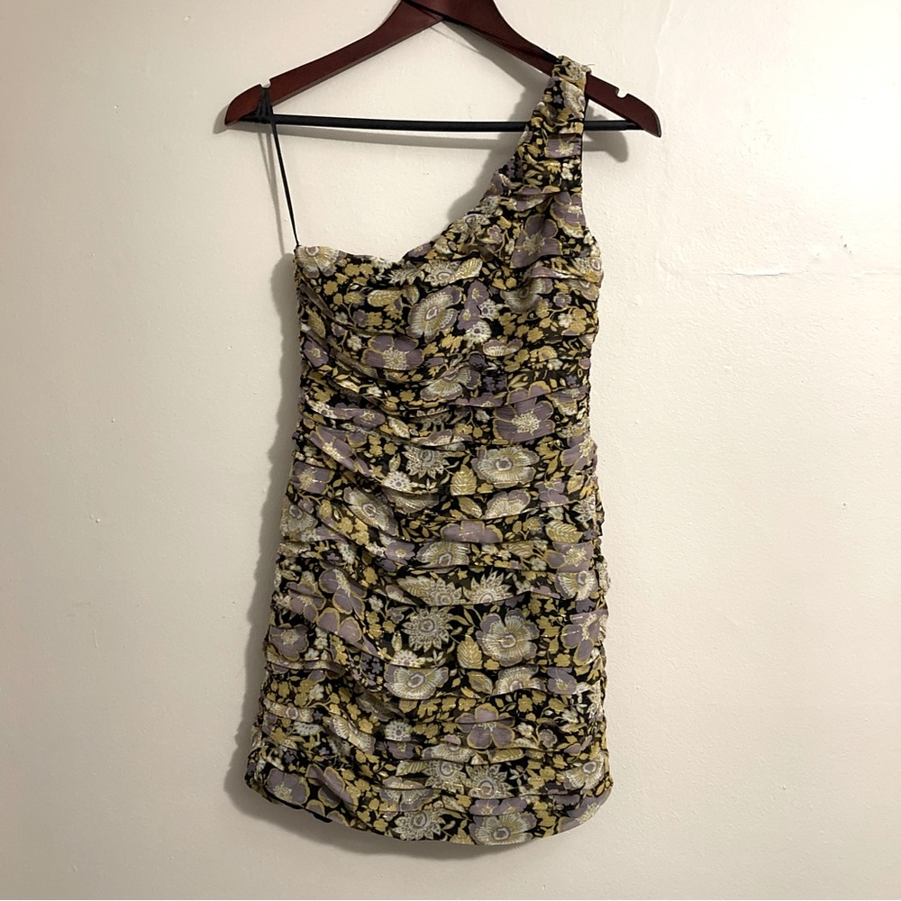 Zara One Shoulder Ruched Mini Dress NWT - Picture 2 of 7